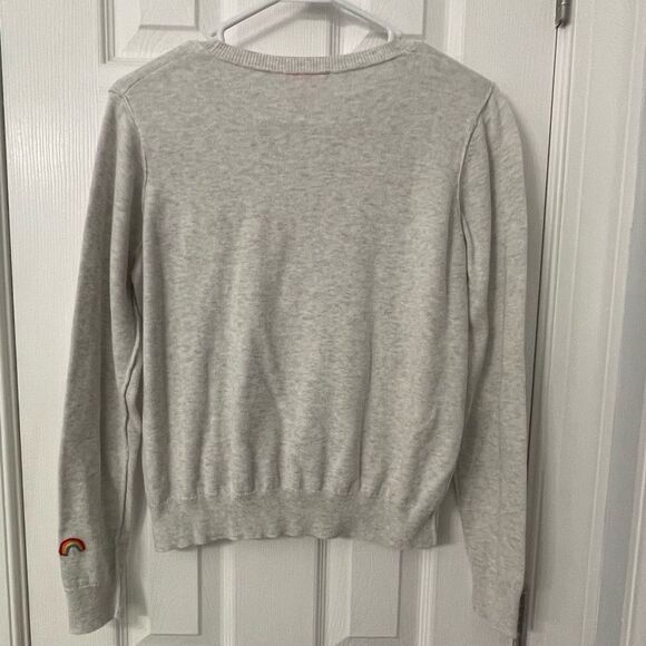 Lisa Todd Gray Sweater with Rainbow Embroidery Size M – 100% Cotton - Picture 2 of 8